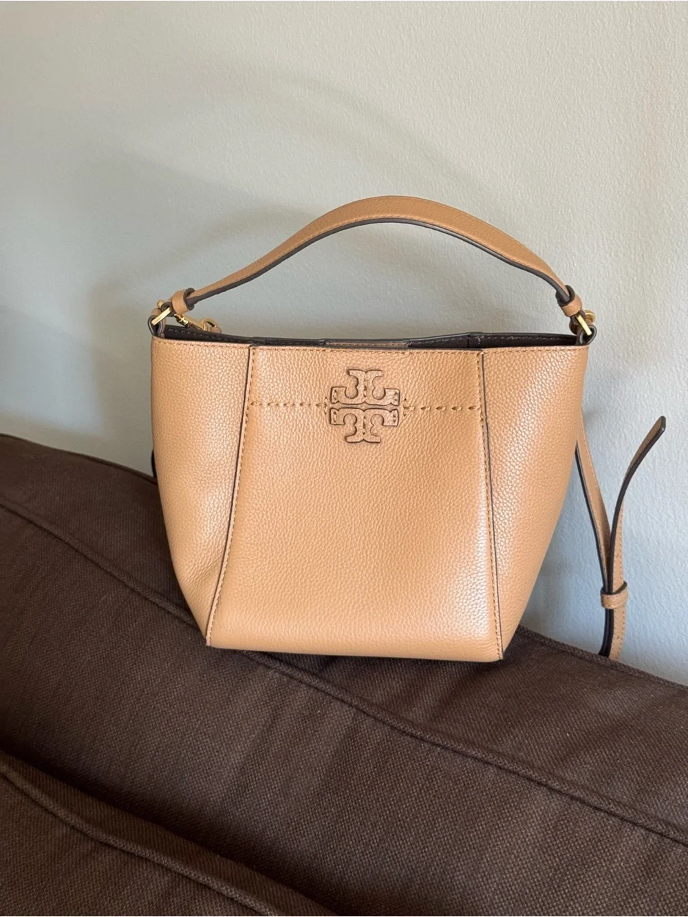 Tory Burch Small McGraw Bucket Bag  - Style# 74956 - Tiramisu